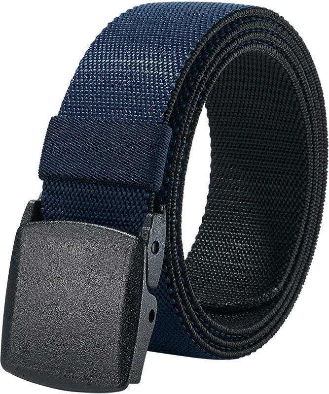 LionVII Men's Elastic Stretch Belts - 2 Colors in 1 Reversible Belt Strap with Plastic Buckle for Work Travel, Adjustable Trim to Fit 28-49" Waist