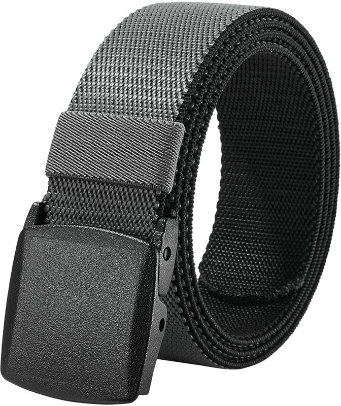 LionVII Men's Elastic Stretch Belts - 2 Colors in 1 Reversible Belt Strap with Plastic Buckle for Work Travel, Adjustable Trim to Fit 28-49" Waist