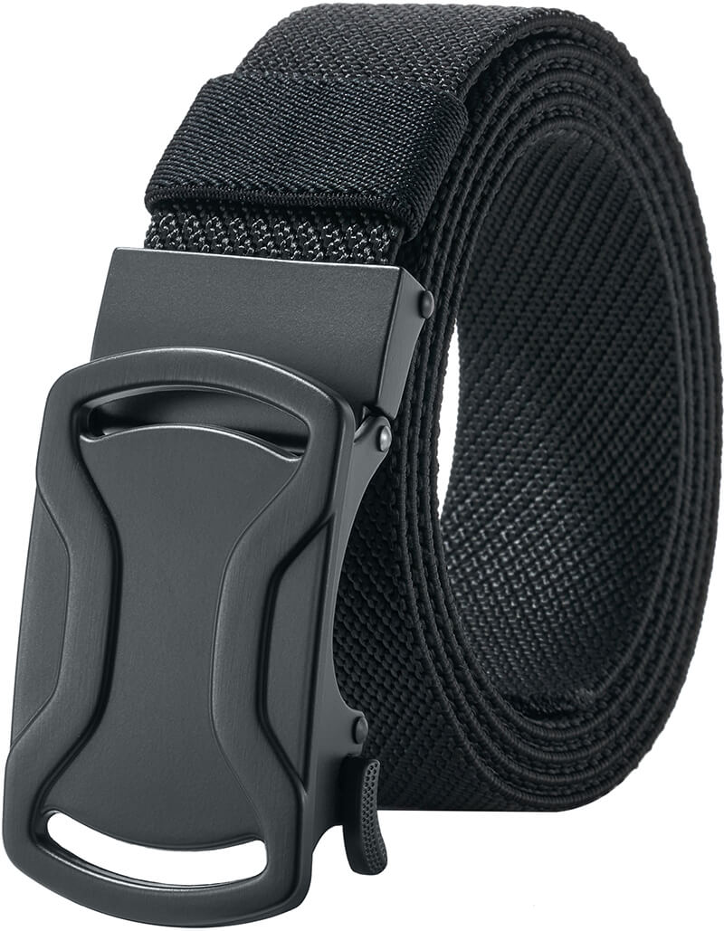 LionVII Elastic Ratchet Men Belts, 1 3/8" Stretch Belt with Automatic Buckle for Men, Adjustable Trim to Fit 28-49" Waist