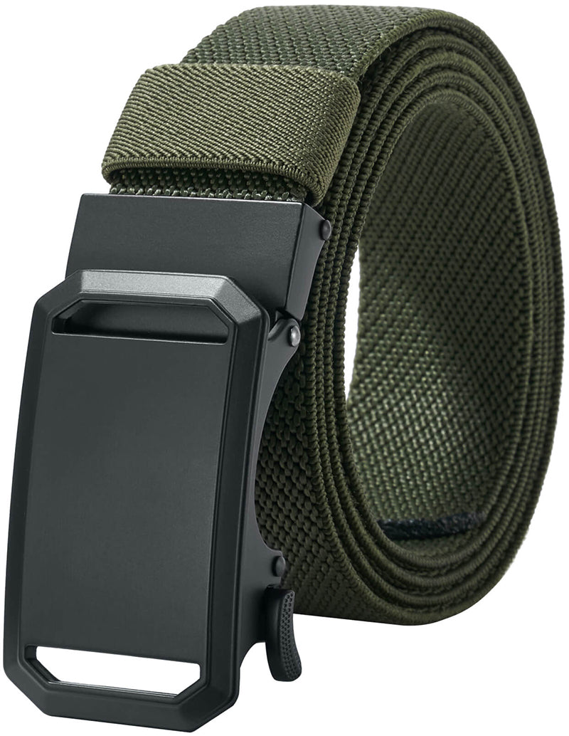 LionVII Ratchet Elastic Stretch Belts, 1 3/8" Slide Belt for Men with Automatic Buckle for Men Dress, Adjustable Trim to Fit 28-49" Waist