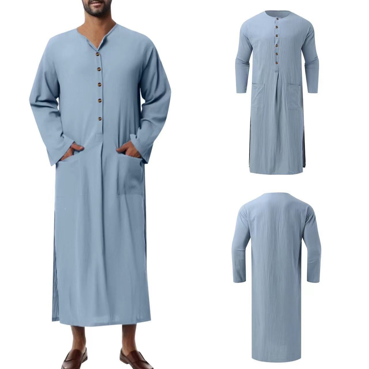 LionVII Men's Kaftan Thobe Long Sleeve with Pockets