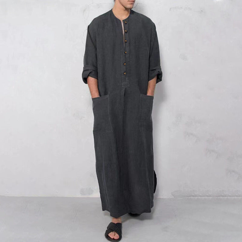 LionVII Men's Kaftan Thobe Long Sleeve with Pockets