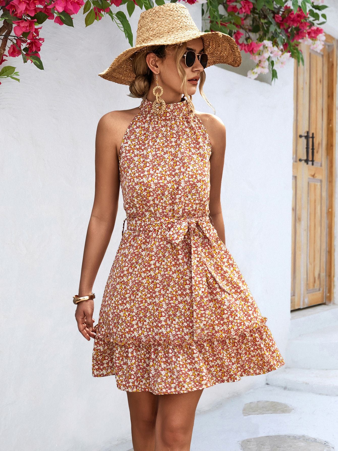 LionVII Hanging Neck Sleeveless Dresses