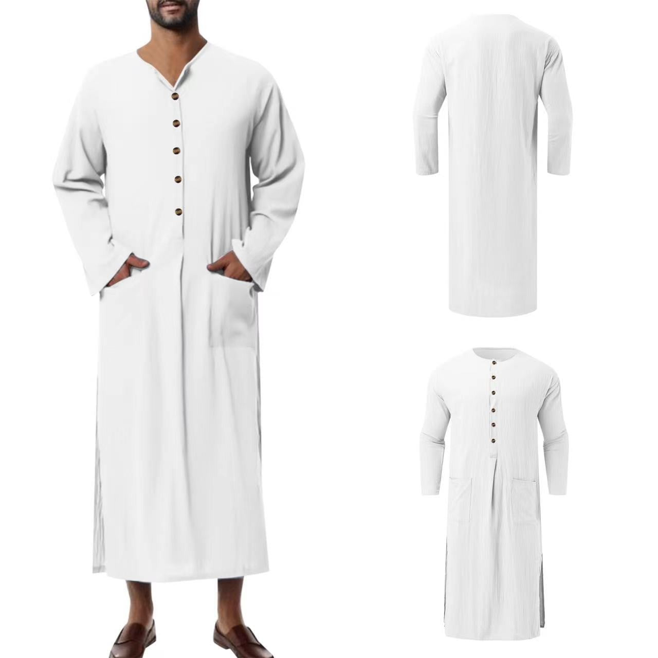 LionVII Men's Kaftan Thobe Long Sleeve with Pockets
