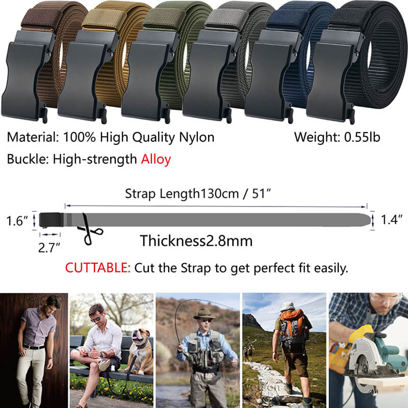 LionVII Ratchet Belts for Men, 1 3/8" Slide Belt with Automatic Buckle for Men Dress, Adjustable Trim to Fit 28-49" Waist