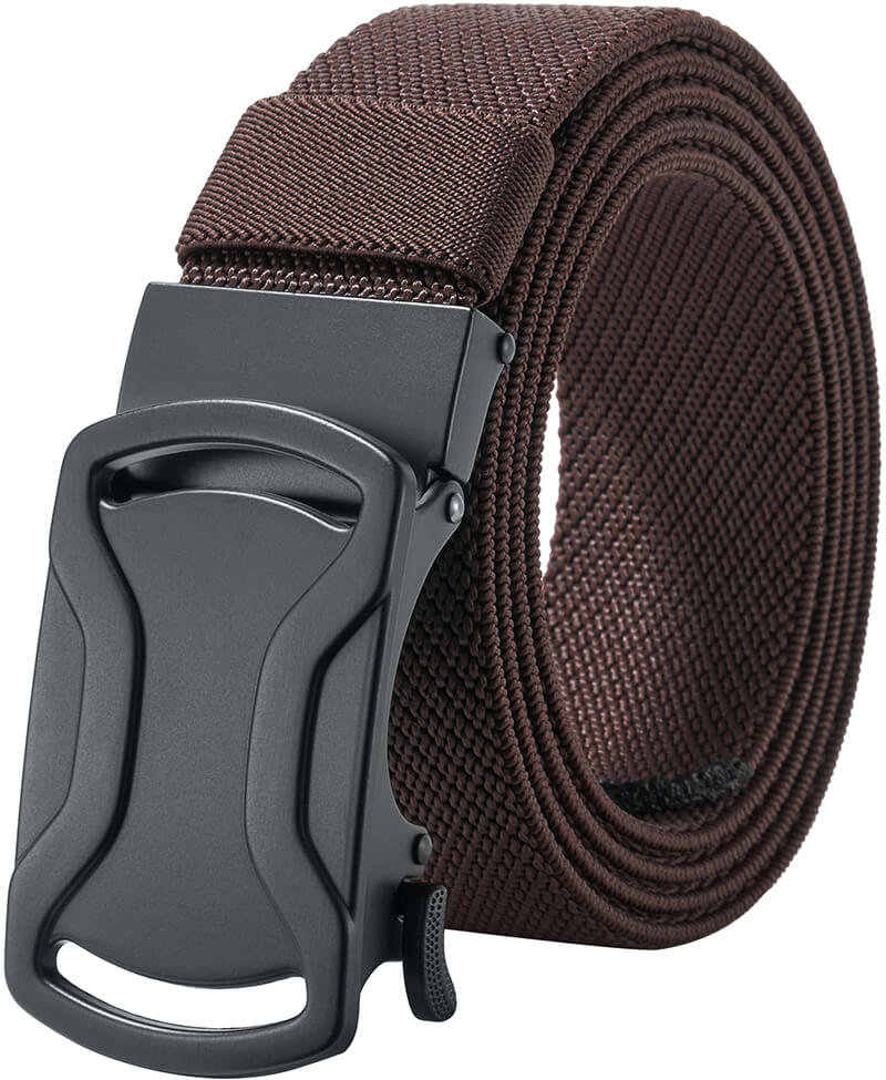 LionVII Elastic Ratchet Men Belts, 1 3/8" Stretch Belt with Automatic Buckle for Men, Adjustable Trim to Fit 28-49" Waist