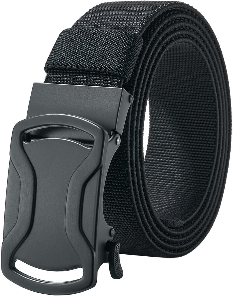 LionVII Elastic Ratchet Men Belts, 1 3/8" Stretch Belt with Automatic Buckle for Men, Adjustable Trim to Fit 28-49" Waist