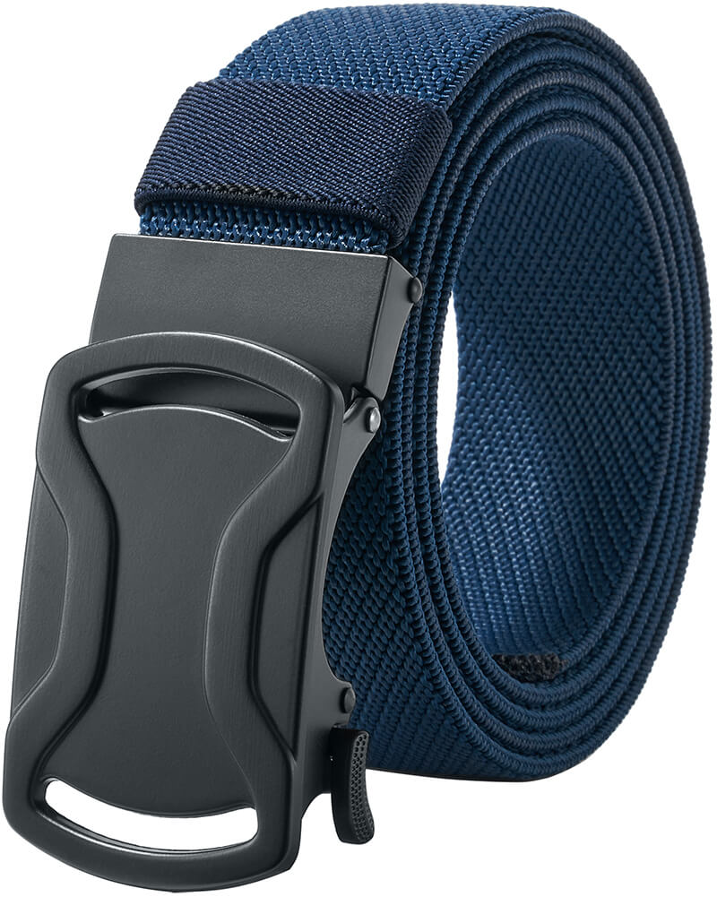LionVII Elastic Ratchet Men Belts, 1 3/8" Stretch Belt with Automatic Buckle for Men, Adjustable Trim to Fit 28-49" Waist