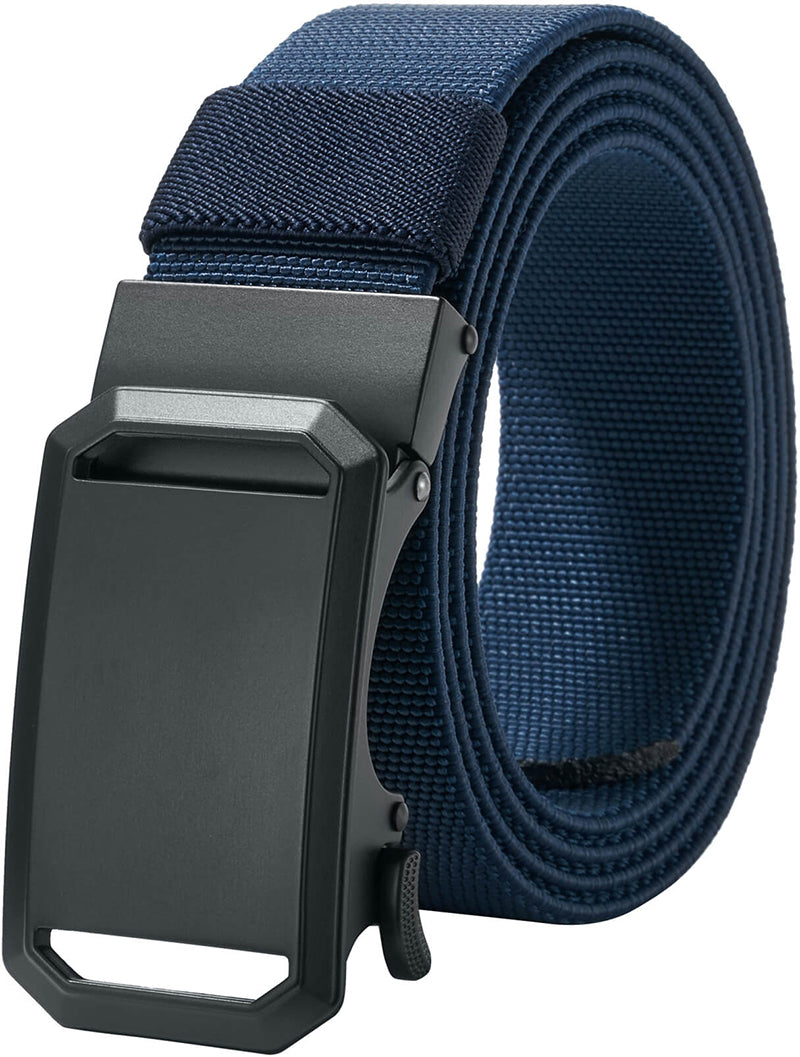 LionVII Ratchet Elastic Stretch Belts, 1 3/8" Slide Belt for Men with Automatic Buckle for Men Dress, Adjustable Trim to Fit 28-49" Waist