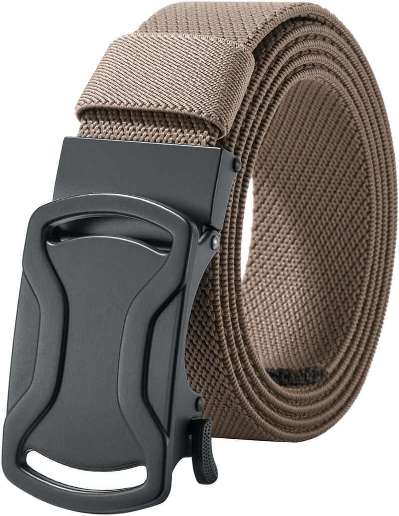 LionVII Elastic Ratchet Men Belts, 1 3/8" Stretch Belt with Automatic Buckle for Men, Adjustable Trim to Fit 28-49" Waist