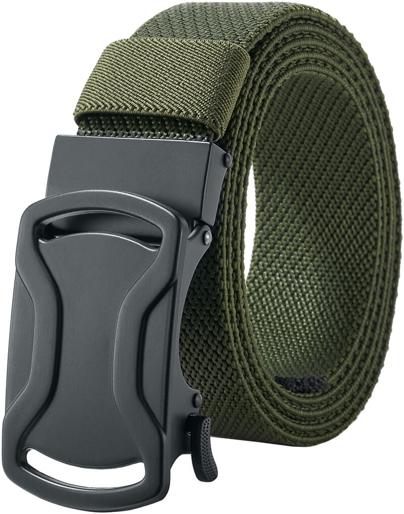 LionVII Elastic Ratchet Men Belts, 1 3/8" Stretch Belt with Automatic Buckle for Men, Adjustable Trim to Fit 28-49" Waist