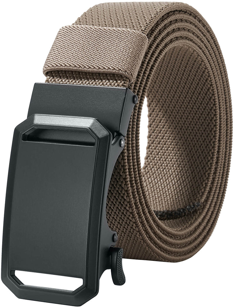 LionVII Ratchet Elastic Stretch Belts, 1 3/8" Slide Belt for Men with Automatic Buckle for Men Dress, Adjustable Trim to Fit 28-49" Waist