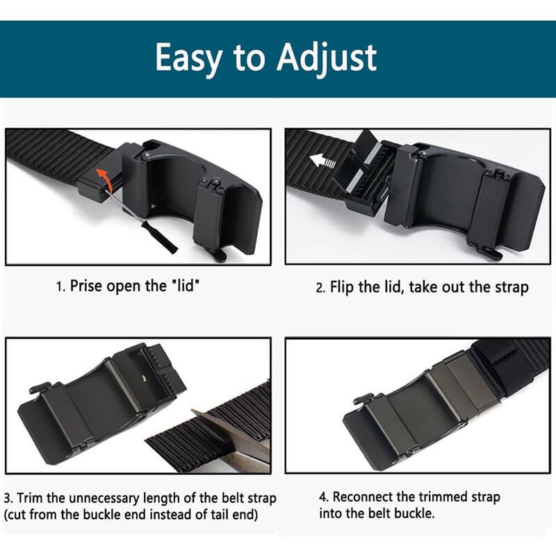 Ratchet Belts Rotatable Buckle, 2 Colors in 1 Double-sided 1 3/8" Nylon Strap, Trim to Fit 27- 46"Waist