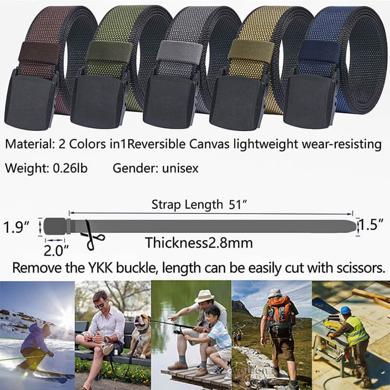 LionVII Mens Belt Web, Nylon Canvas Army Belt with Plastic Buckle Durable Breathable Waist Belt for Work Travel Golf Outdoor Sports - LionVII