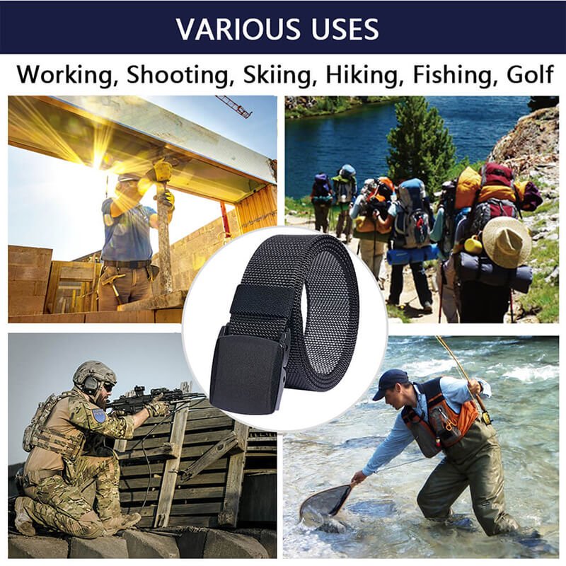 LionVII Mens Belt Web, Nylon Canvas Army Belt with Plastic Buckle Durable Breathable Waist Belt for Work Travel Golf Outdoor Sports - LionVII
