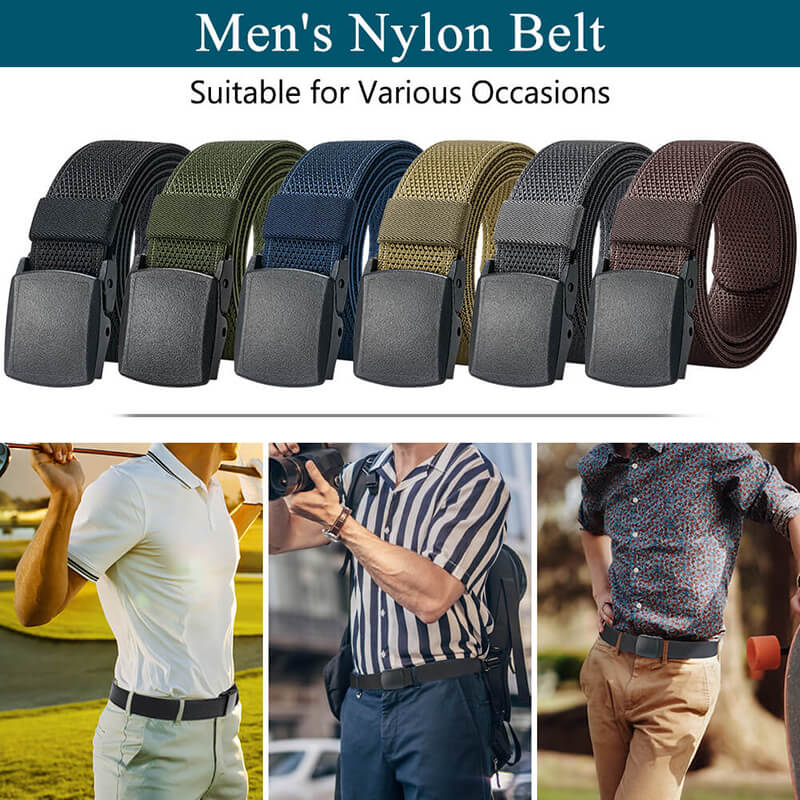 LionVII Men's Web Belt with Plastic Buckle for Golf Work Sports, 6 Colors for Choose