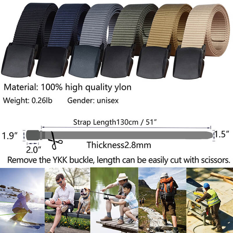 LionVII Mens Belts Web, Nylon Webbing Canvas Army Belt with Plastic Buckle Breathable for Work Travel Golf Outdoor Sports - LionVII