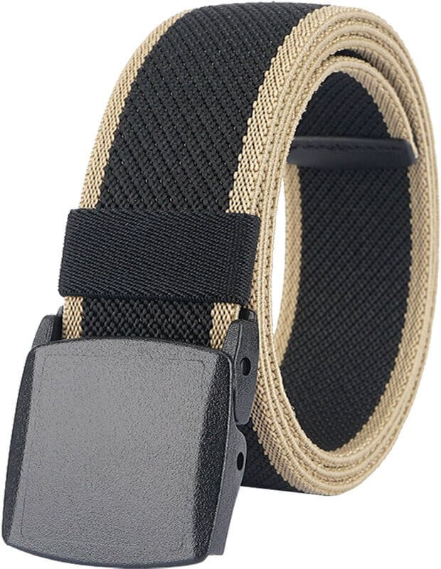 LionVII Men's Elastic Stretch Belts,Breathable Canvas Web Belt for Men Women with YKK Plastic Buckle for Travel Work Sports - LionVII