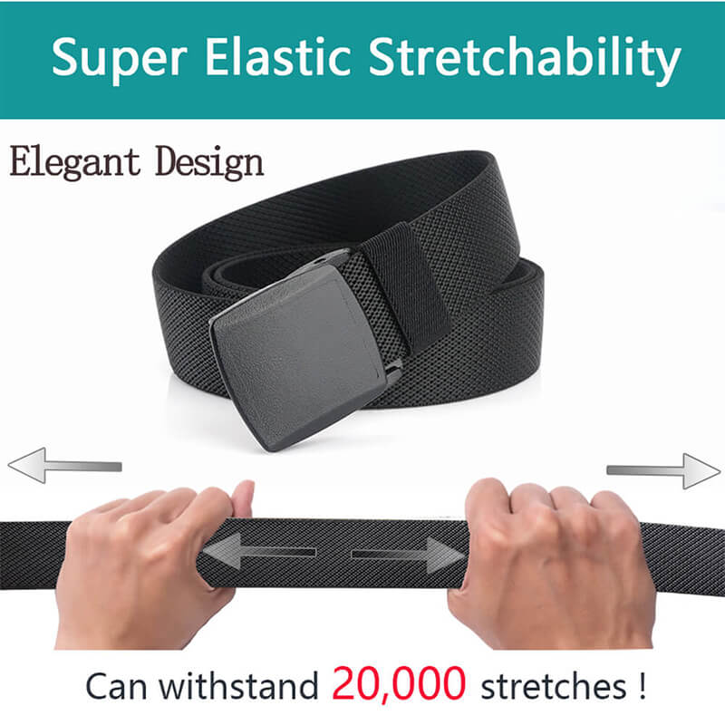 LionVII Men's Elastic Stretch Belts,Breathable Nylon Casual Web Belt for Men Women with No Metal Plastic Buckle for Work Outdoor Sports, - LionVII