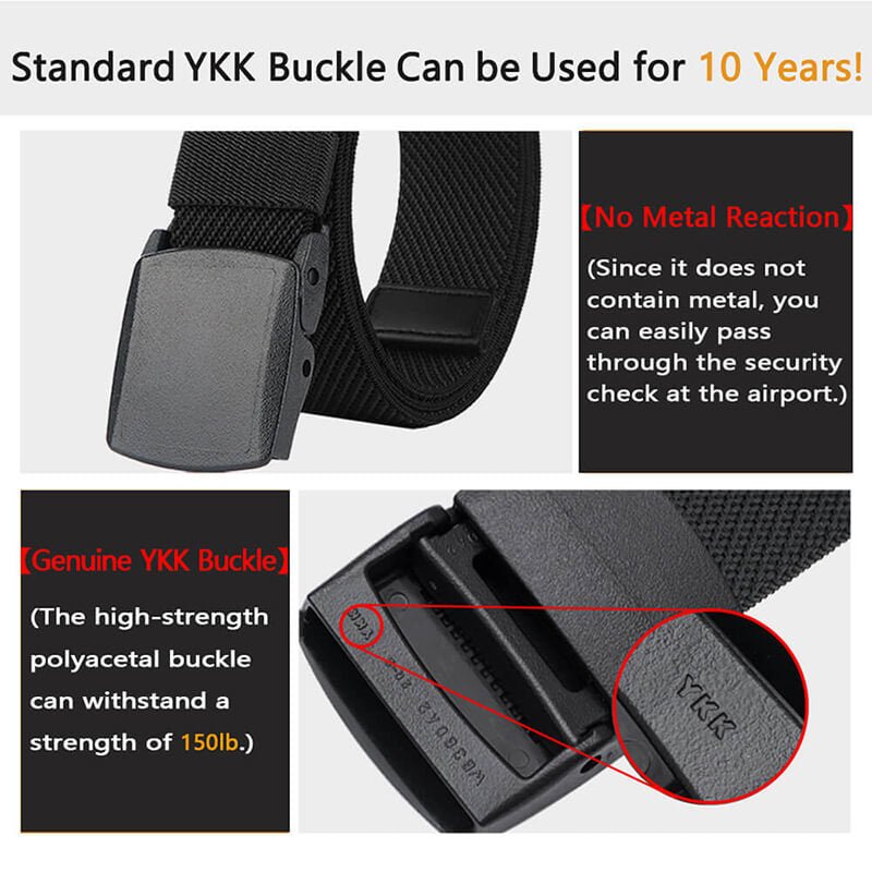 LionVII Men's Elastic Stretch Belts,Breathable Nylon Casual Web Belt for Men Women with No Metal Plastic Buckle for Work Outdoor Sports, - LionVII