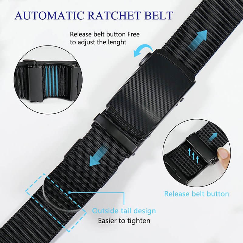 LionVII Men's Ratchet Belts, Casual Web Belt with Click Buckle 1 3/8" Nylon Waist Strap for Work, Trim to Fit 27-44" Waist… - LionVII