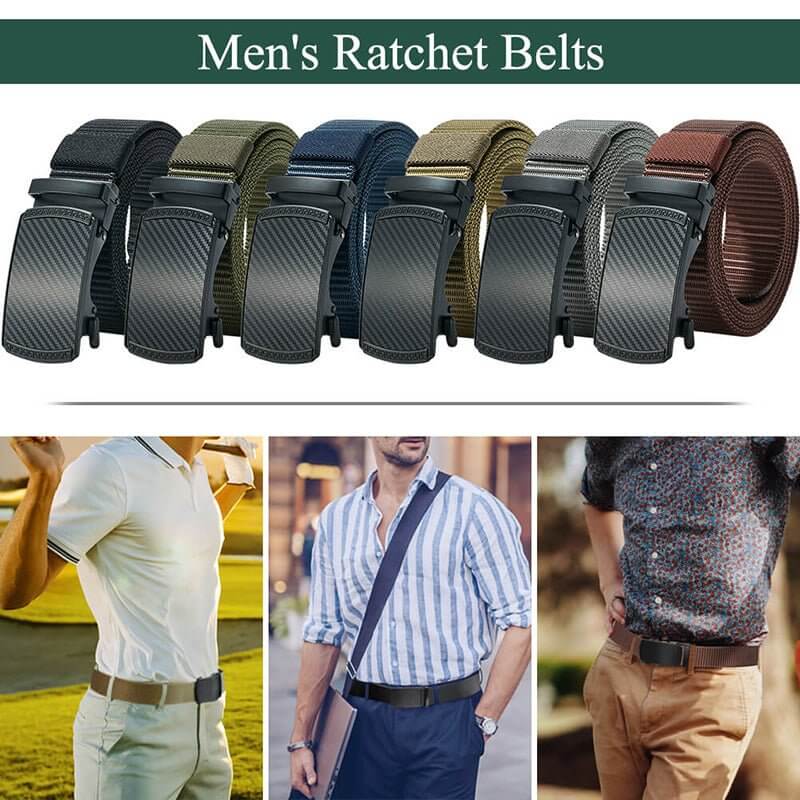 LionVII Men's Ratchet Belts, Casual Web Belt with Click Buckle 1 3/8" Nylon Waist Strap for Work, Trim to Fit 27-44" Waist… - LionVII
