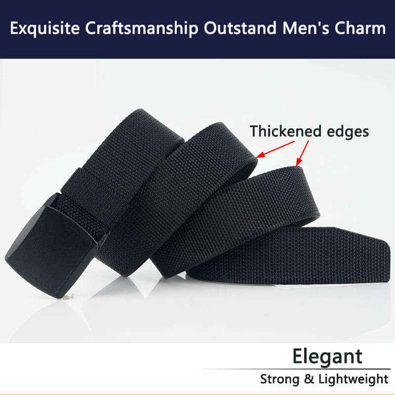 Mens Belt Web, Casual Belt with Plastic Buckle Breathable, Easy Trim to Fit 27- 46" Pants - LionVII