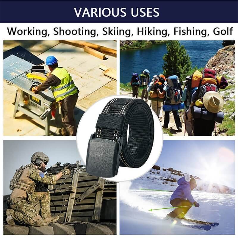 Mens Belts Web, Work Belt for Men with Plastic Buckle Durable Breathable Belts for Sport Trim to Fit 27- 46" Waist - LionVII