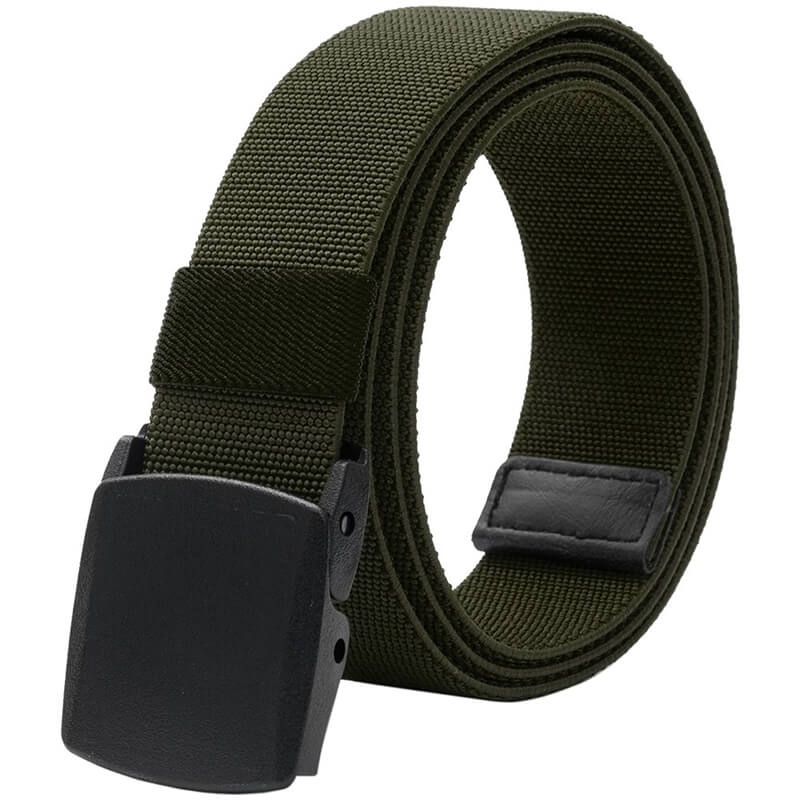 Men's Elastic Stretch Belts for Men with No Metal Plastic Buckle for Work Sports, Easy Trim to Fit 27- 46" Waist - LionVII