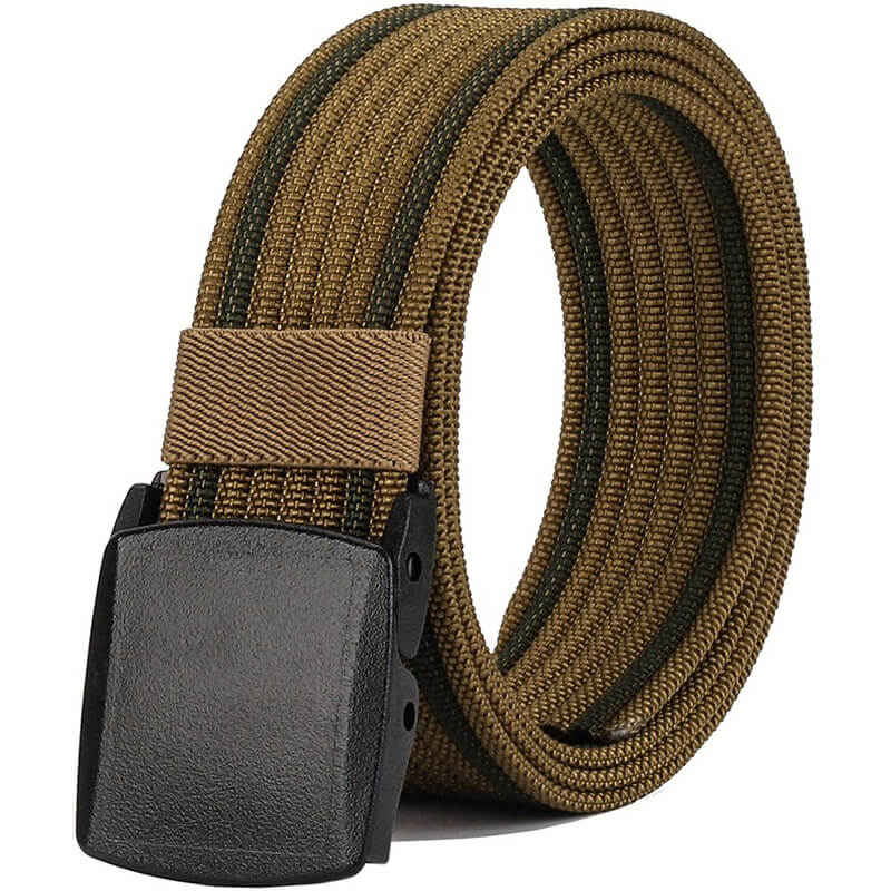 ZQARJAN Indian Army Belt, Men's Nylon woven fabric Belt, Hole free plastic  flap buckle