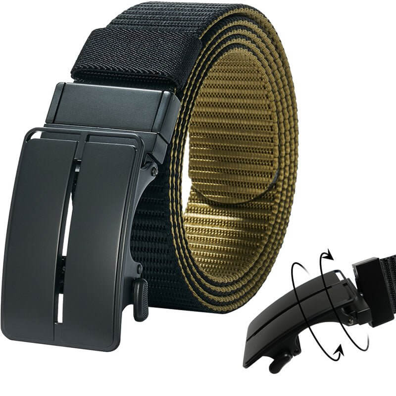 Ratchet Belts for Men - Mens Rotatable Belt Nylon Fabric 1 3/8" for Casual Jeans -Double-sided Adjustable - LionVII