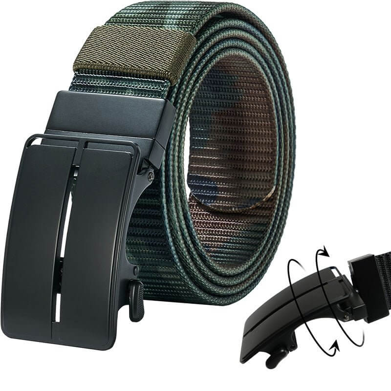 Ratchet Belts for Men - Mens Rotatable Belt Nylon Fabric 1 3/8" for Casual Jeans -Double-sided Adjustable - LionVII