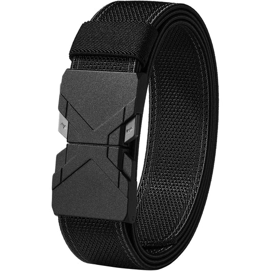 LionVII Quick Release Elastic Belt, Men Stretch Belts with Buckle Fit Through Belt Loops, Adjustable Trim to Fit 28-48" Waist