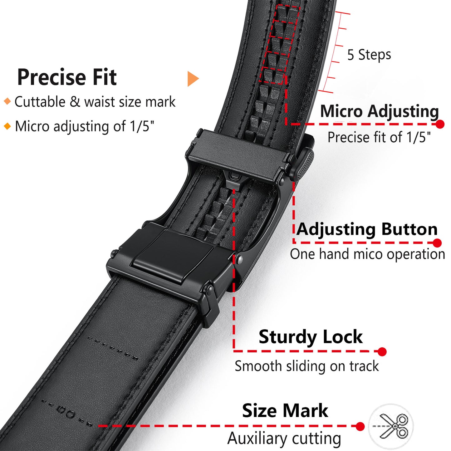 LionVII Men's Ratchet Belt - Genuine Leather Belt for Dress and Casual