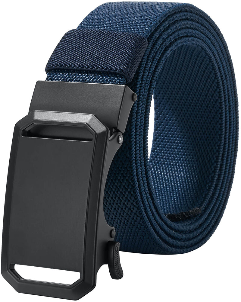 LionVII Ratchet Elastic Stretch Belts, 1 3/8" Slide Belt for Men with Automatic Buckle for Men Dress, Adjustable Trim to Fit 27-46" Waist