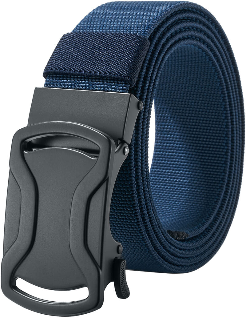 LionVII Elastic Ratchet Men Belts, 1 3/8" Stretch Belt with Automatic Buckle for Men, Adjustable Trim to Fit 27-46" Waist