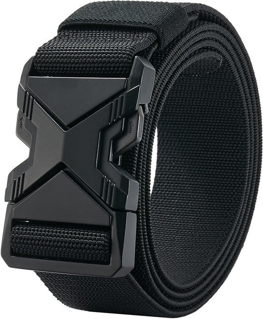 LionVII Tactical Belt, Elastic Stretch Military 1.5" Web Belt with Heavy Duty Quick Release Buckle for Waist Size Below 48"