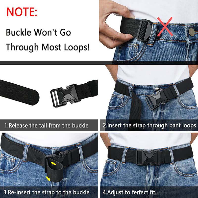 Mens Stretch Belt with Hide-Strap Buckle & 1.5 Inch Elastic Webbing – BESTA