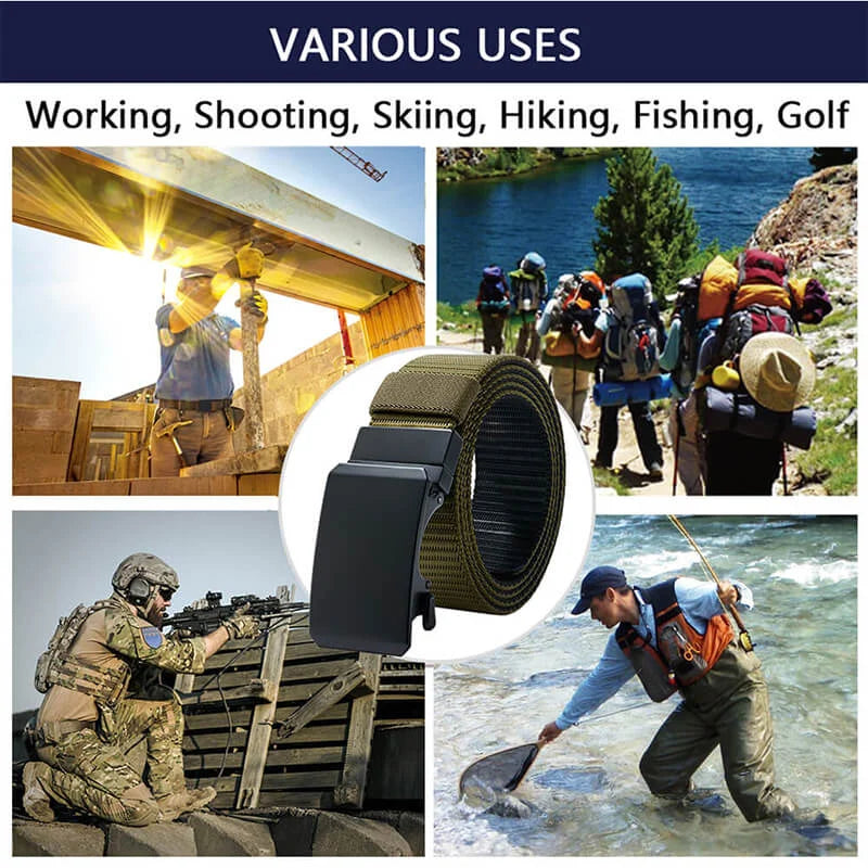 Ratchet Belts Rotatable Buckle, 2 Colors in 1 Double-sided 1 3/8' Nylon Strap, Trim to Fit 27- 46'Waist - Product Features:1,Corrosion resistance, Oxidation resistance;2,Strong strap(twice as strong as the - LionVII Professional Gear