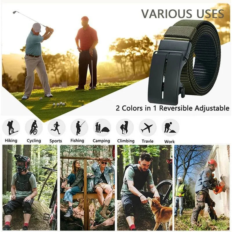 Ratchet Belts for Men - Mens Rotatable Belt Nylon Fabric 1 3/8' for Casual Jeans -Double-sided Adjustable - Product Features:1,Corrosion resistance, Oxidation resistance;2,Strong strap(twice as strong as the - LionVII Professional Gear
