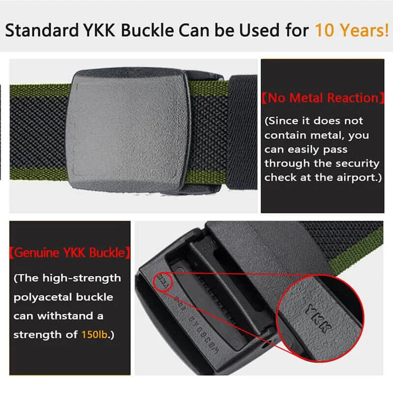 LionVII Men's Elastic Stretch Belts with YKK Plastic Buckle for Travel Work Sports, Trim to Fit 27-46' Waist - Product Features:

Corrosion resistance, Oxidation resistance;

High-tensile Elastic Polyester (supp - LionVII Professional Gear