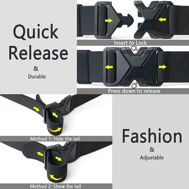 LionVII Tactical Belt, Elastic Stretch Military 1.5' Web Belt with Heavy Duty Quick Release Buckle for Waist Size Below 48' - This quick release elastic belt for men is durable comfortable &amp; breathable for outdoor sports & - LionVII Professional Gear