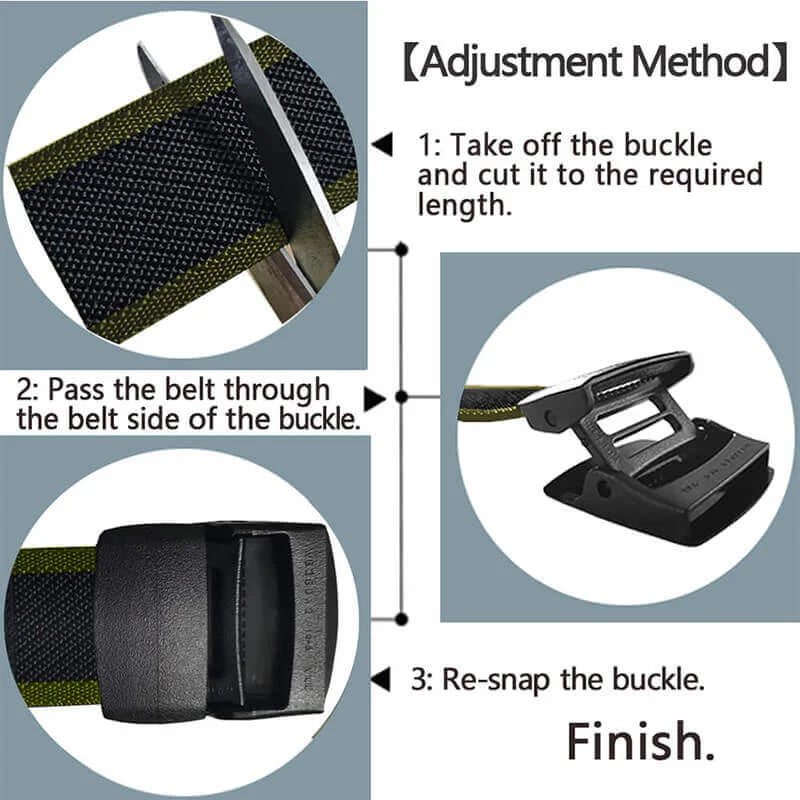 LionVII Men's Elastic Stretch Belts with YKK Plastic Buckle for Travel Work Sports, Trim to Fit 27-46' Waist - Product Features:

Corrosion resistance, Oxidation resistance;

High-tensile Elastic Polyester (supp - LionVII Professional Gear