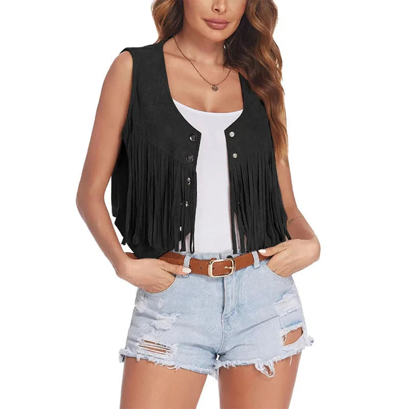 LionVII Sleeveless Crop Vest Jacket Button Front Coat -  - LionVII Professional Gear