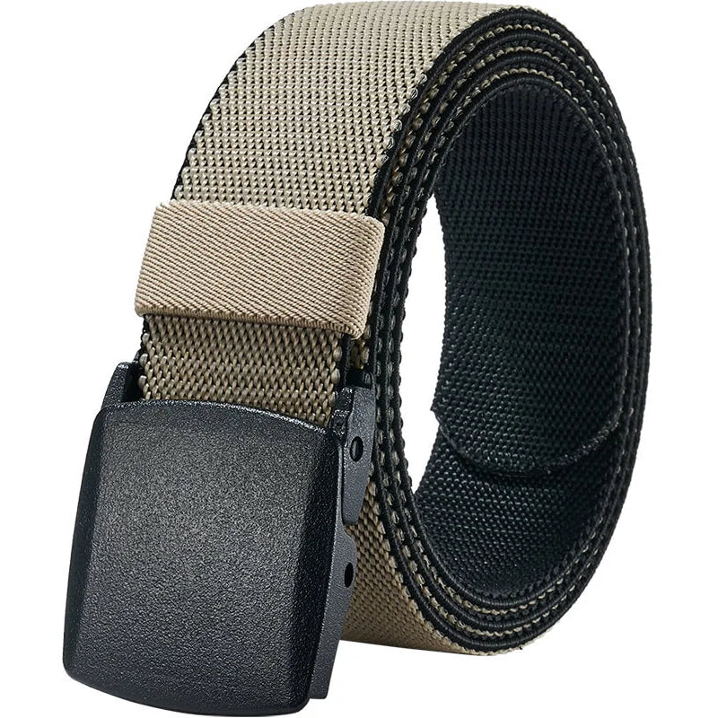 LionVII Men's Elastic Stretch Belts - 2 Colors in 1 Reversible Belt Strap with Plastic Buckle for Work Travel, Adjustable Trim to Fit 28-49' Waist - This elastic belt for men is durable comfortable and breathable for outdoor sports &amp; travel, can - LionVII Professional Gear
