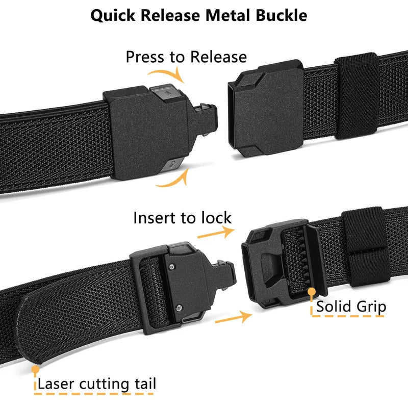 LionVII Elastic Men Belt, Stretch Belts with Quick Release Buckle Fit Through Belt Loops, Adjustable Trim to Fit 28-48' Waist - Product Demensions:
Belt Size(Approx):Total Length(included buckle):52'; Strap Width:1 3/8'.
Product - LionVII Professional Gear