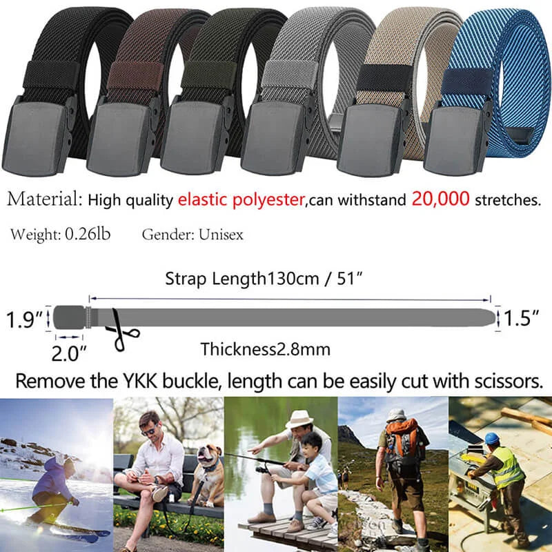 LionVII Men's Elastic Stretch Belts for Men Women with No Metal Plastic Buckle, Trim to Fit 28-49' Waist - Product Features:
1,Corrosion resistance, Oxidation resistance;
2,Strong elastic braided canvas fabr - LionVII Professional Gear