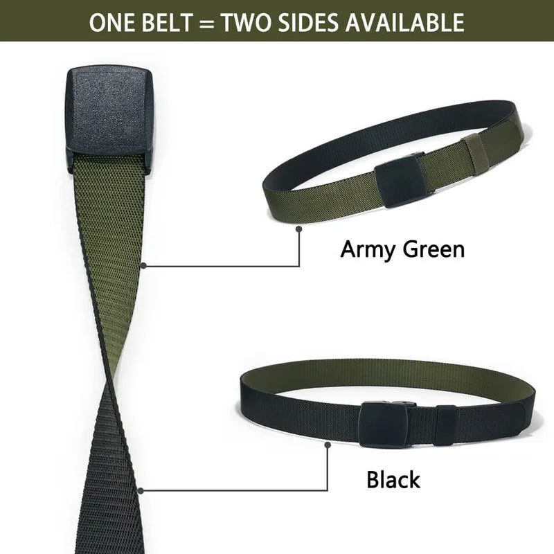 LionVII Men's Elastic Stretch Belts - 2 Colors in 1 Reversible Belt Strap with Plastic Buckle for Work Travel, Adjustable Trim to Fit 28-49' Waist - This elastic belt for men is durable comfortable and breathable for outdoor sports &amp; travel, can - LionVII Professional Gear