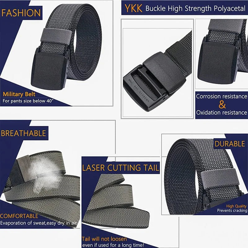 LionVII Mens Belt Web with Plastic Buckle for Work & Golf, Trim to Fit 28-49' Waist - Product Features:

Corrosion resistance, Oxidation resistance;

500lbs Tensile Strength (800D Nylon) - LionVII Professional Gear