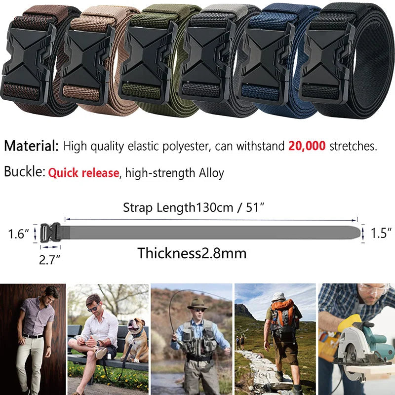 LionVII Tactical Belt, Elastic Stretch Military 1.5' Web Belt with Heavy Duty Quick Release Buckle for Waist Size Below 48' - This quick release elastic belt for men is durable comfortable &amp; breathable for outdoor sports & - LionVII Professional Gear